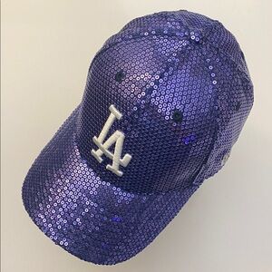 LA Logo Purple Sequin Baseball Cap